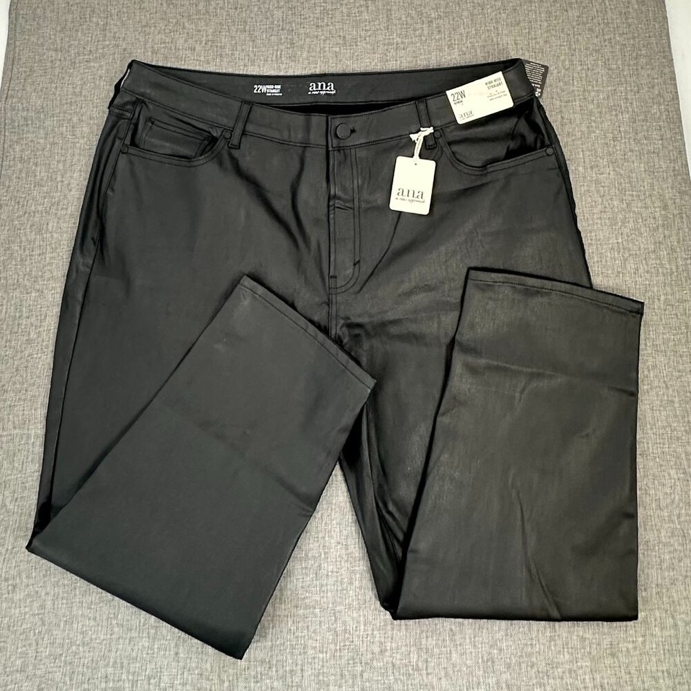 NEW! a.n.a‎ a new approach Pants Black High Rise Straight Slim  Leg 22W  $64